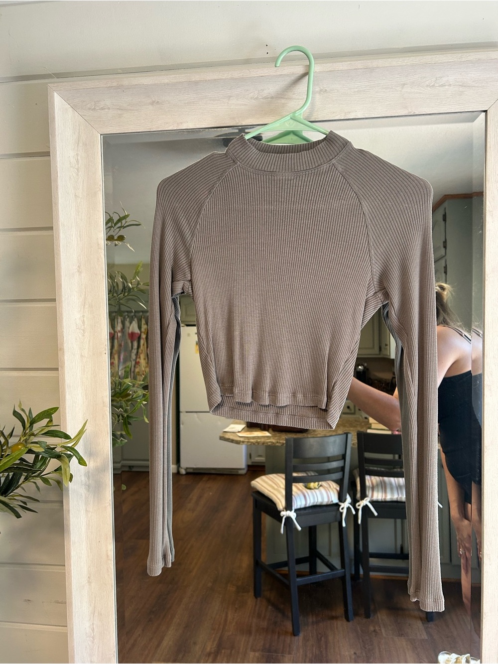 Beyond Yoga Ribbed Long-Sleeve Crop Top - Taupe. Worn and washed once. Like new.